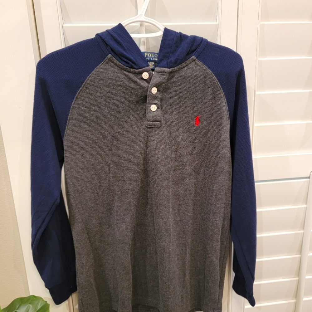 Polo by Ralph Lauren Navy/Gray Waffle Knit Hoodie